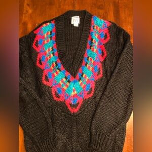 Vintage 90s hand knit sweater women’s Large ski retro chunky